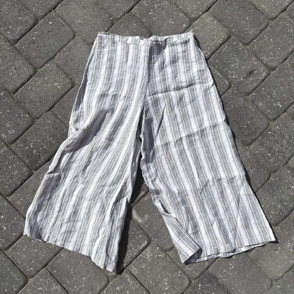 Bryn Walker Linen Wide Leg Ella Pants Women's Small Striped Cropped Summer USA - Picture 2 of 10